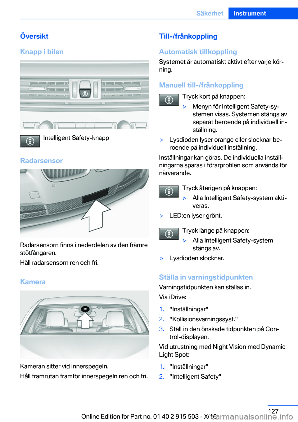 BMW X5 2017  InstruktionsbÖcker (in Swedish) �