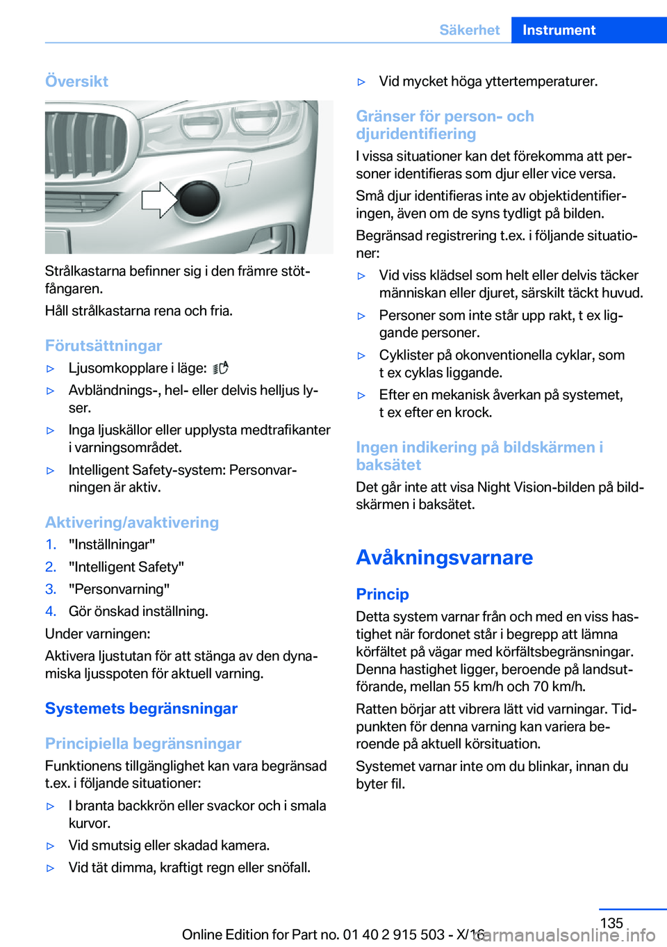 BMW X5 2017  InstruktionsbÖcker (in Swedish) �