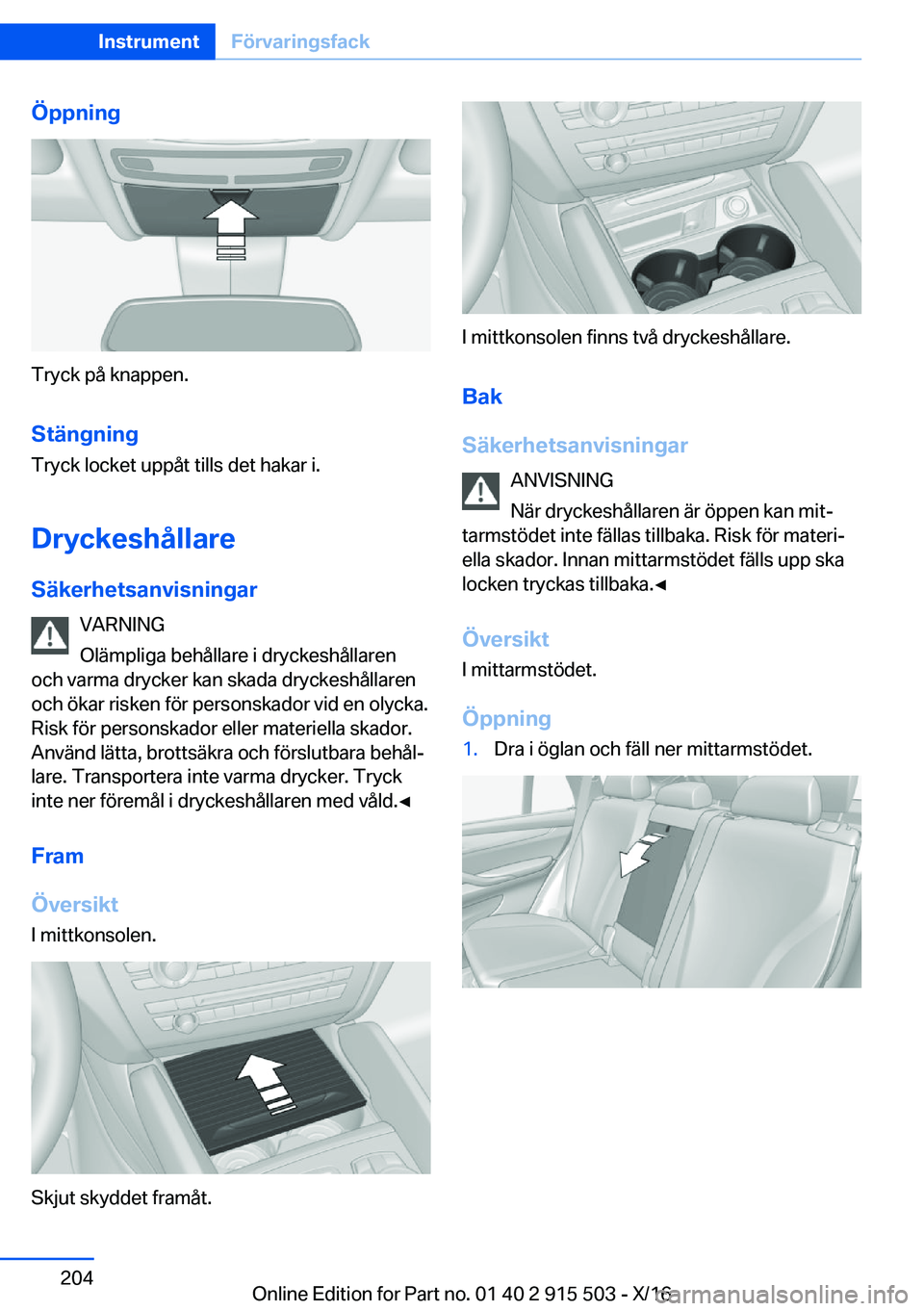 BMW X5 2017  InstruktionsbÖcker (in Swedish) �