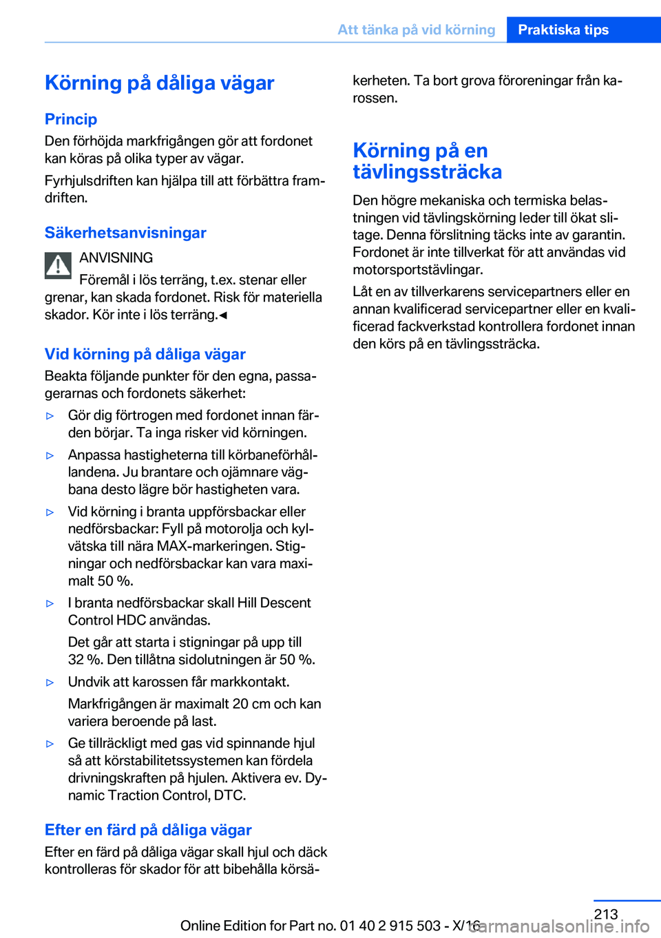 BMW X5 2017  InstruktionsbÖcker (in Swedish) �K�