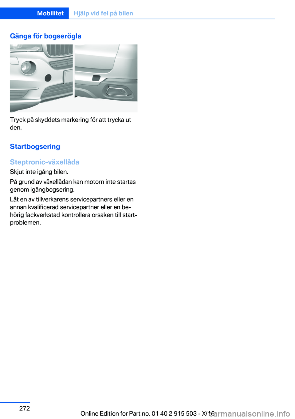 BMW X5 2017  InstruktionsbÖcker (in Swedish) �G�ä�n�g�a��f�