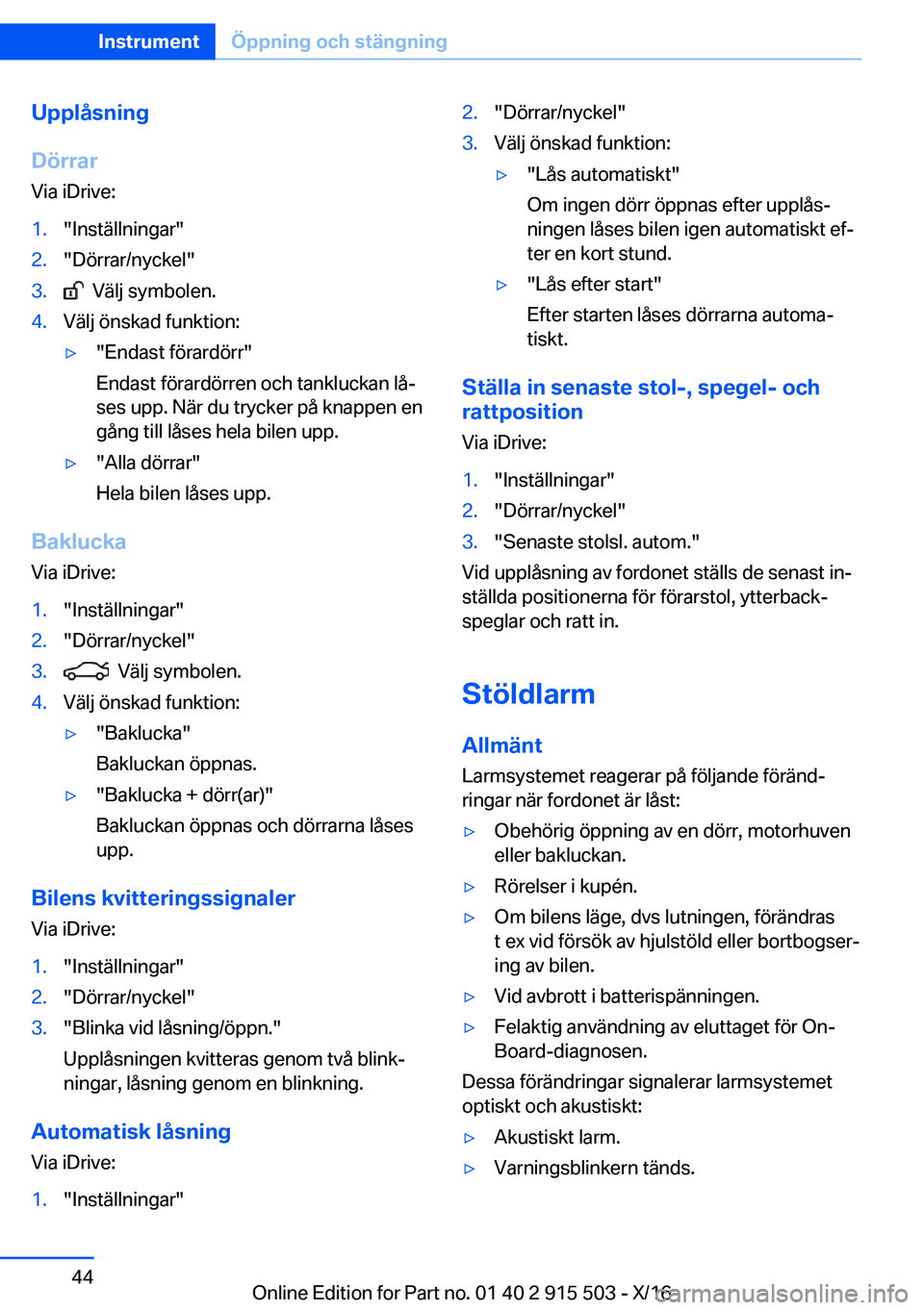 BMW X5 2017  InstruktionsbÖcker (in Swedish) �U�p�p�l�å�s�n�i�n�g
�D�
