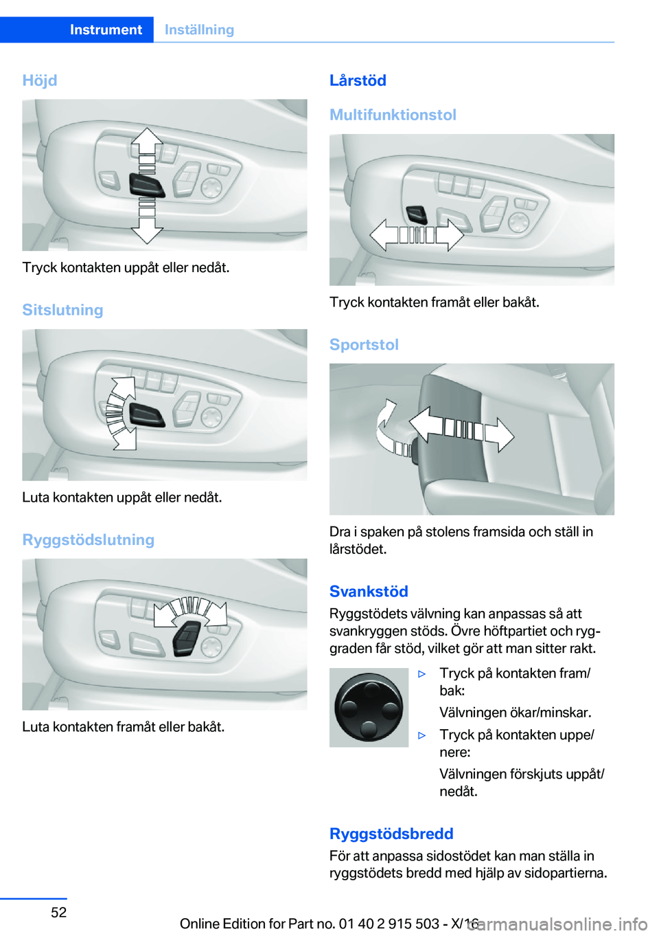 BMW X5 2017  InstruktionsbÖcker (in Swedish) �H�