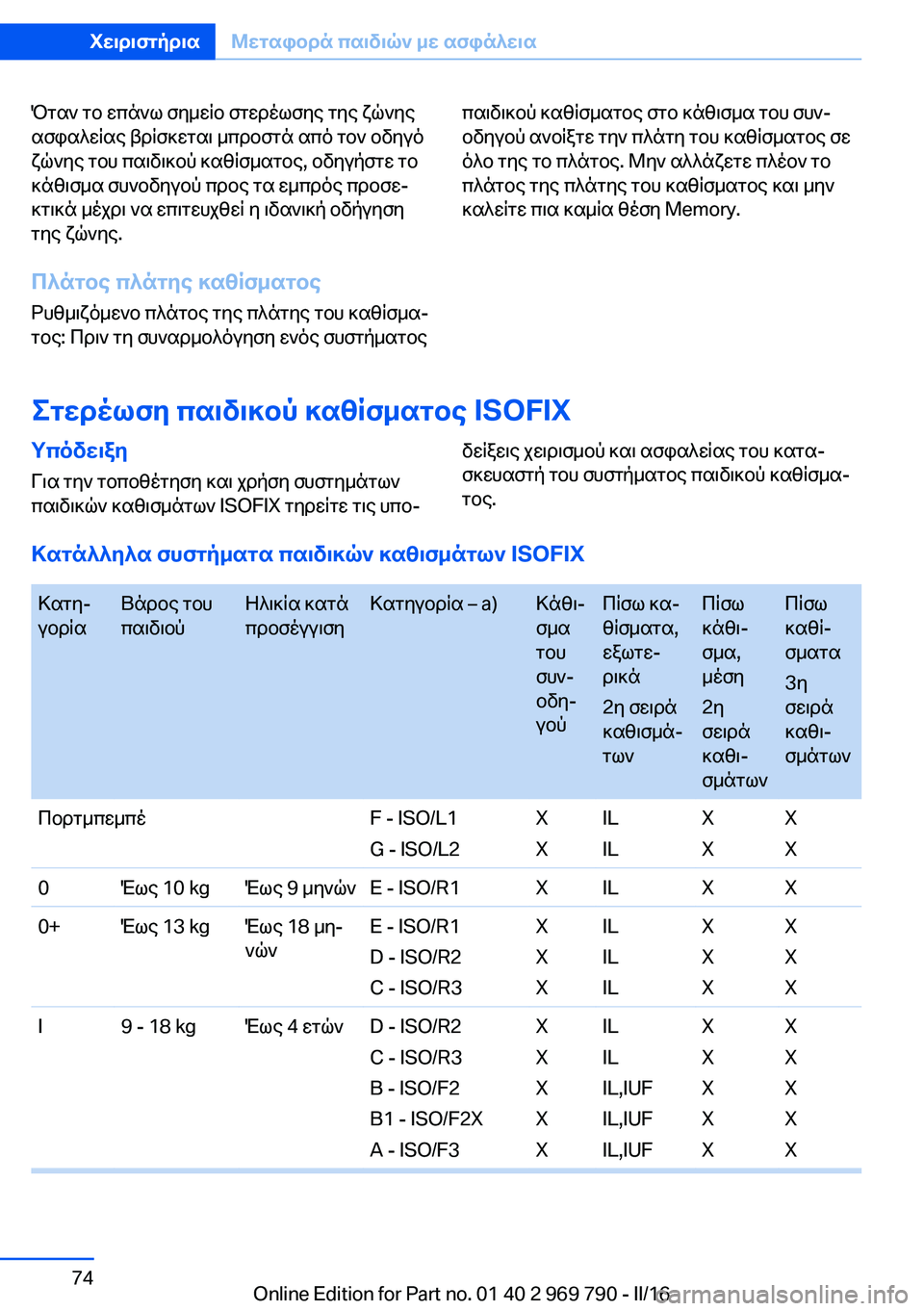 BMW X5 2016 ΟΔΗΓΌΣ ΧΡΉΣΗΣ (in Greek) Όταν το επάνω σημείο στερέωσης της ζώνης
ασφαλείας βρίσκεται μπροστά από τον οδηγό
ζώνης του παιδικού καθίσμ BMW X5 2016 ΟΔΗΓΌΣ ΧΡΉΣΗΣ (in Greek) Όταν το επάνω σημείο στερέωσης της ζώνης
ασφαλείας βρίσκεται μπροστά από τον οδηγό
ζώνης του παιδικού καθίσμ