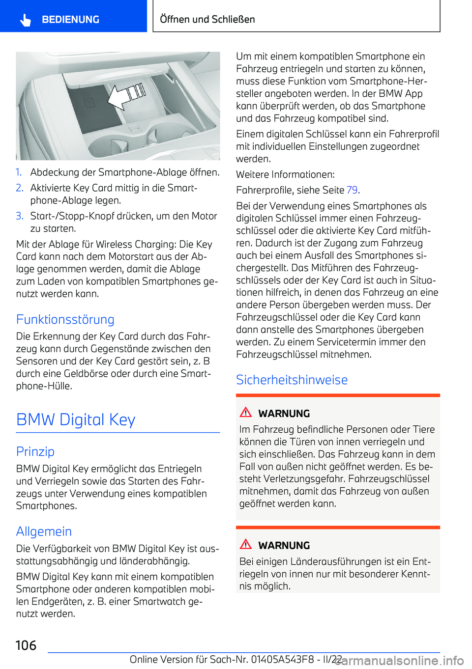 BMW X5 M 2022 Betriebsanleitungen (in German) 1.Abdeckung der Smartphone BMW X5 M 2022 Betriebsanleitungen (in German) 1.Abdeckung der Smartphone