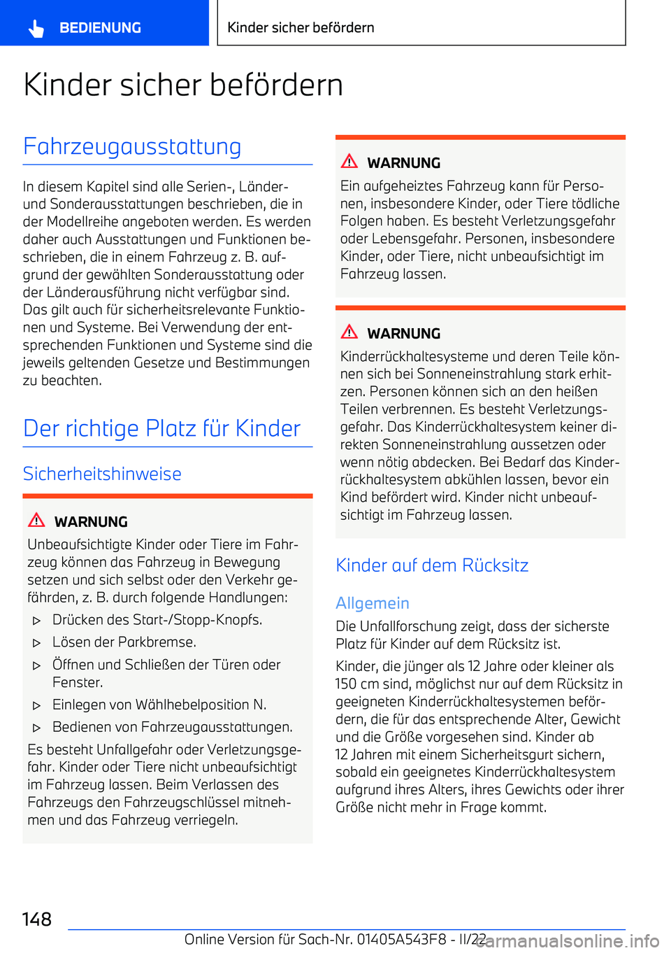 BMW X5 M 2022 Betriebsanleitungen (in German) Kinder sicher bef BMW X5 M 2022 Betriebsanleitungen (in German) Kinder sicher bef