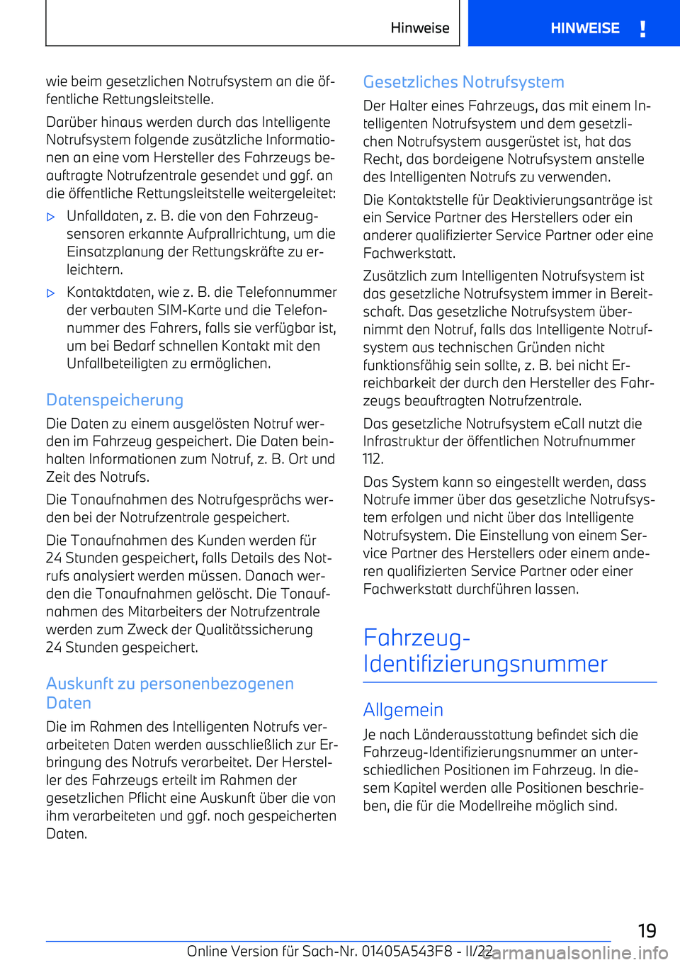 BMW X5 M 2022 Betriebsanleitungen (in German) wie beim gesetzlichen Notrufsystem an die BMW X5 M 2022 Betriebsanleitungen (in German) wie beim gesetzlichen Notrufsystem an die