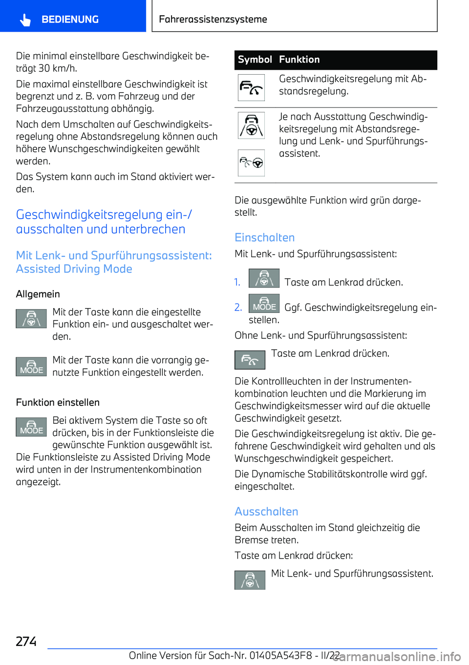 BMW X5 M 2022 Betriebsanleitungen (in German) Die minimal einstellbare Geschwindigkeit be BMW X5 M 2022 Betriebsanleitungen (in German) Die minimal einstellbare Geschwindigkeit be