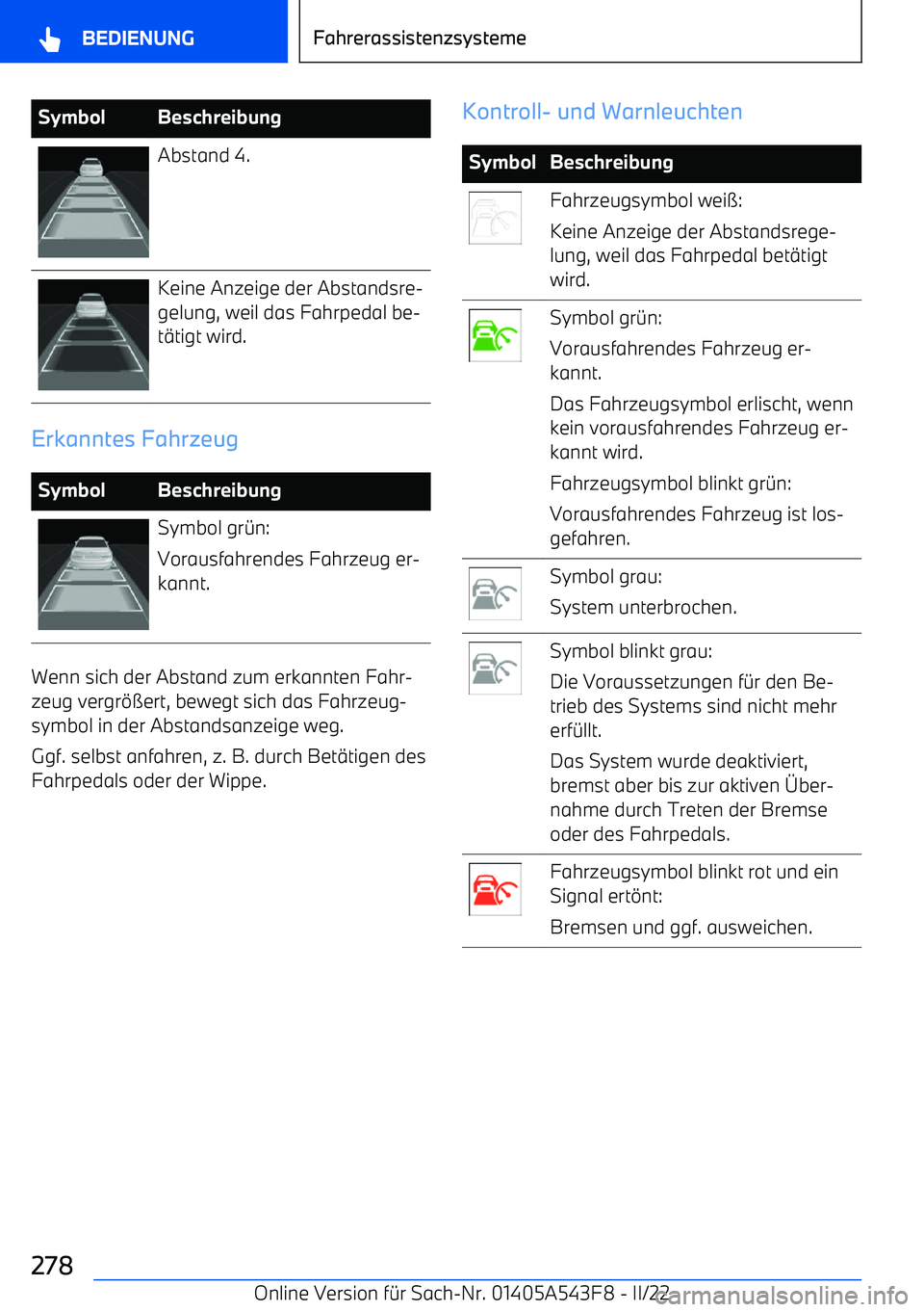 BMW X5 M 2022 Betriebsanleitungen (in German) SymbolBeschreibungAbstand 4.Keine Anzeige der Abstandsre BMW X5 M 2022 Betriebsanleitungen (in German) SymbolBeschreibungAbstand 4.Keine Anzeige der Abstandsre