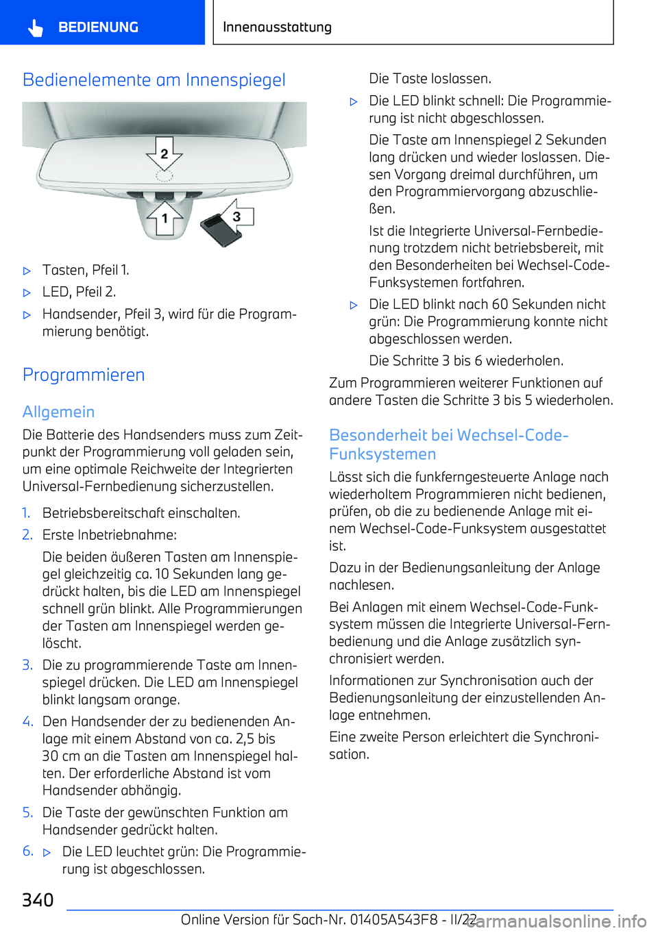 BMW X5 M 2022 Betriebsanleitungen (in German) Bedienelemente am Innenspiegel BMW X5 M 2022 Betriebsanleitungen (in German) Bedienelemente am Innenspiegel
