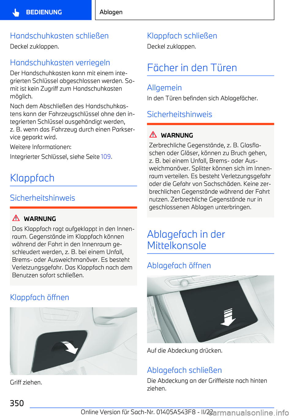 BMW X5 M 2022 Betriebsanleitungen (in German) Handschuhkasten schlie BMW X5 M 2022 Betriebsanleitungen (in German) Handschuhkasten schlie