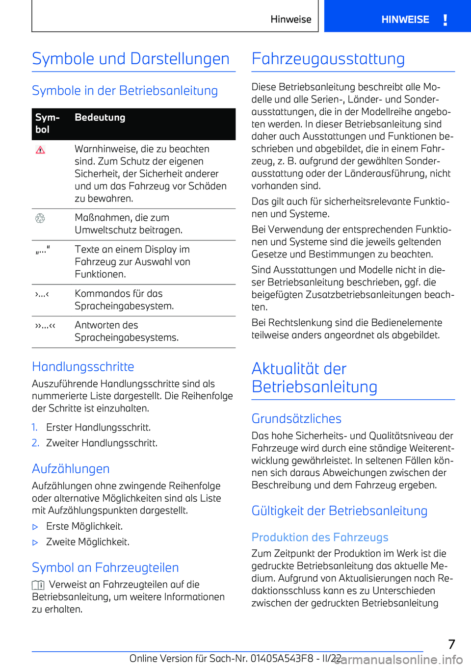 BMW X5 M 2022  Betriebsanleitungen (in German) Symbole und Darstellungen
Symbole in der Betriebsanleitung
Sym