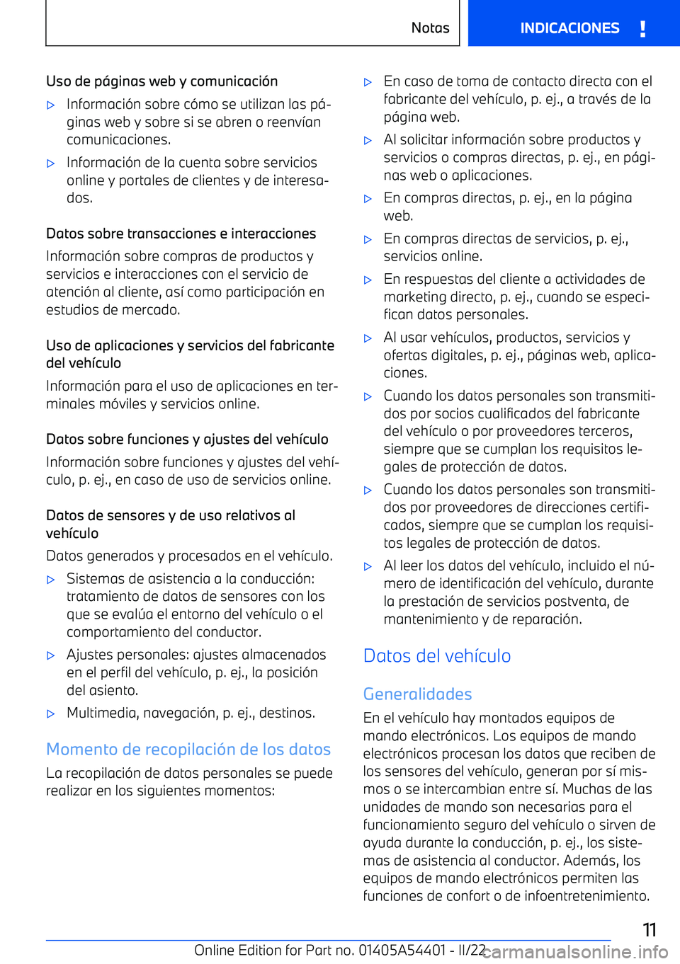 BMW X5 M 2022  Manuales de Empleo (in Spanish) Uso de p