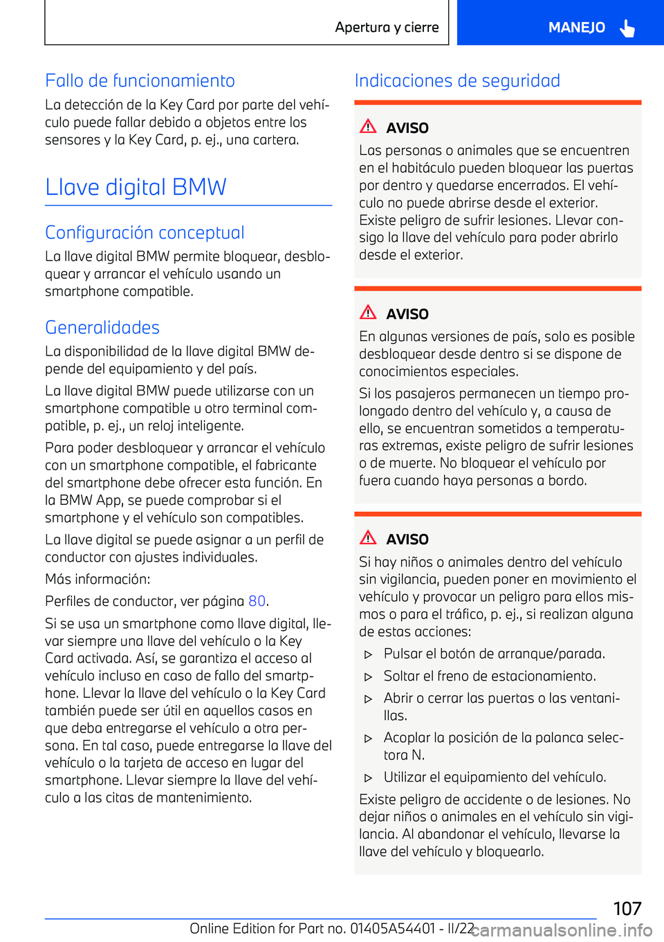BMW X5 M 2022  Manuales de Empleo (in Spanish) Fallo de funcionamientoLa detecci