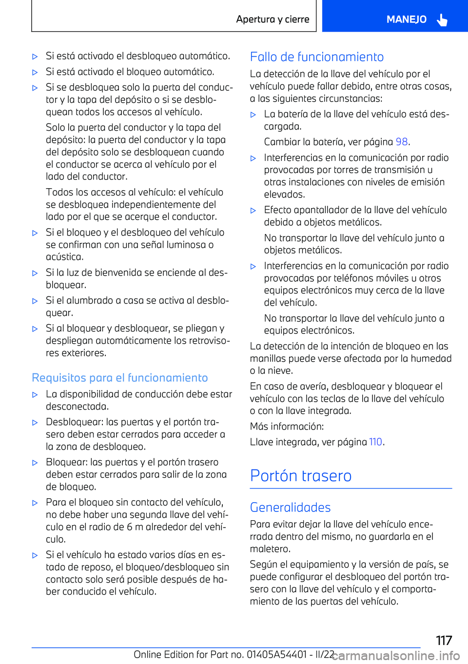 BMW X5 M 2022  Manuales de Empleo (in Spanish) 