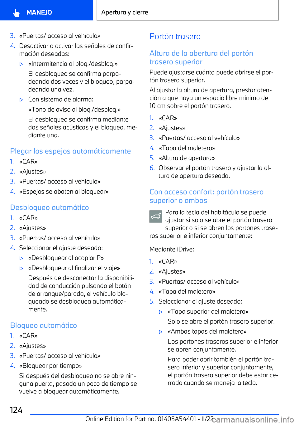 BMW X5 M 2022  Manuales de Empleo (in Spanish) 3.