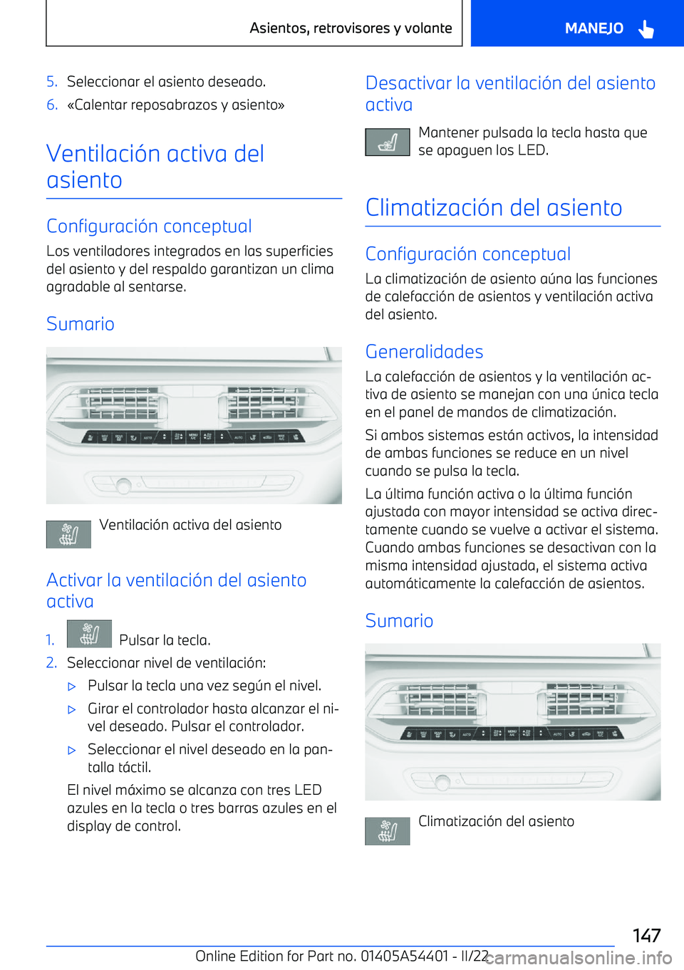 BMW X5 M 2022  Manuales de Empleo (in Spanish) 5.Seleccionar el asiento deseado.6.