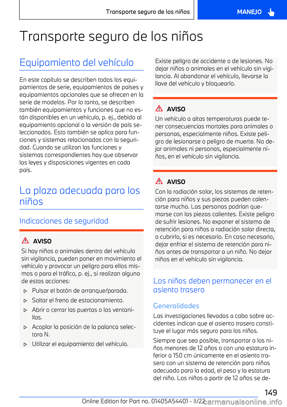 BMW X5 M 2022  Manuales de Empleo (in Spanish) Transporte seguro de los ni