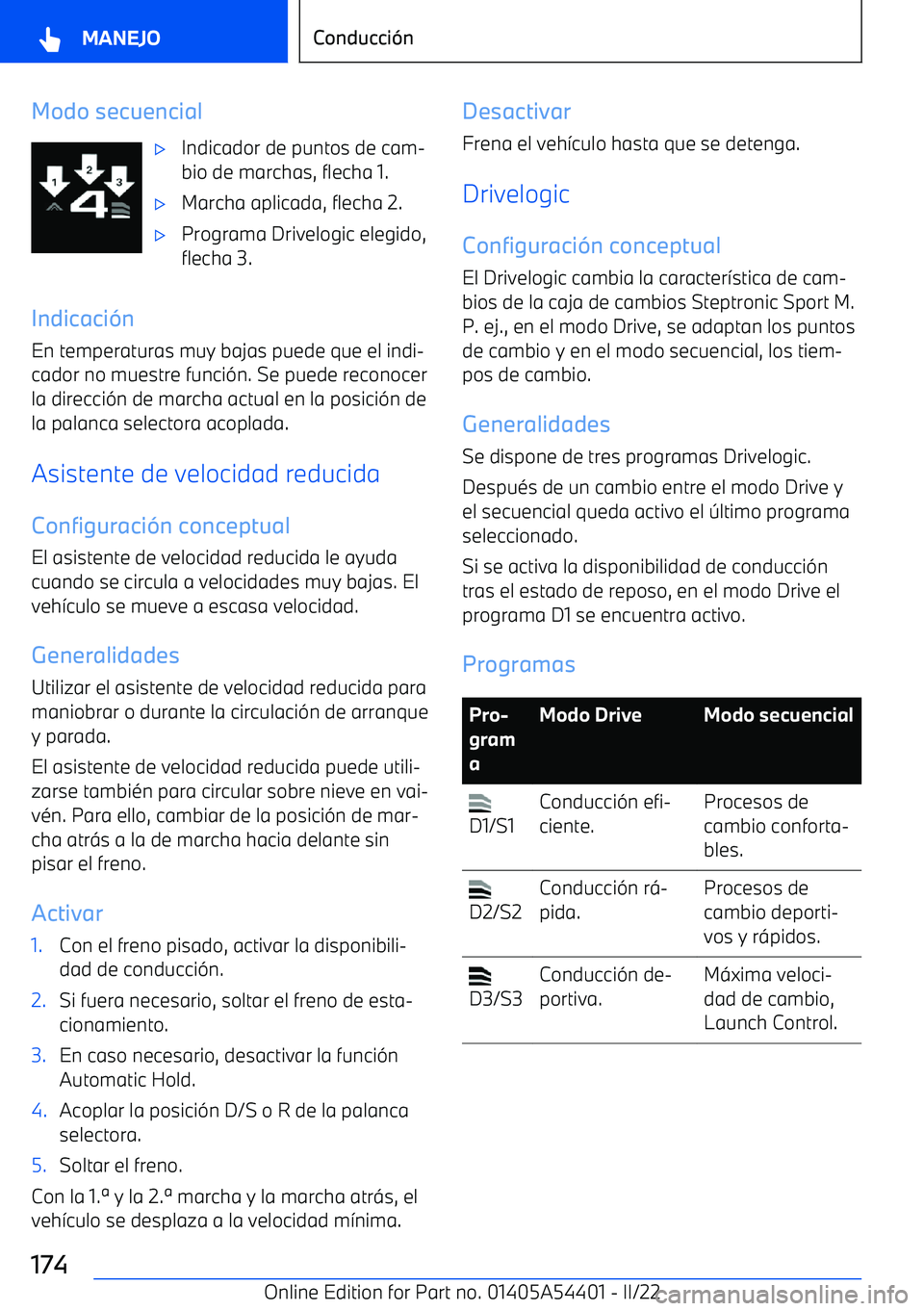 BMW X5 M 2022  Manuales de Empleo (in Spanish) Modo secuencial