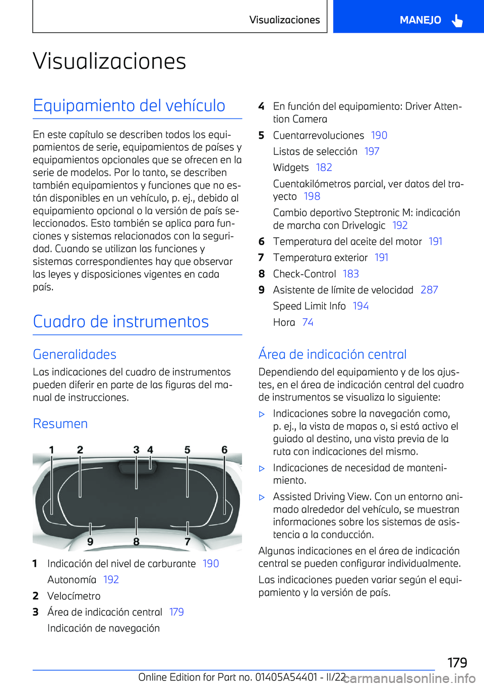 BMW X5 M 2022  Manuales de Empleo (in Spanish) VisualizacionesEquipamiento del veh