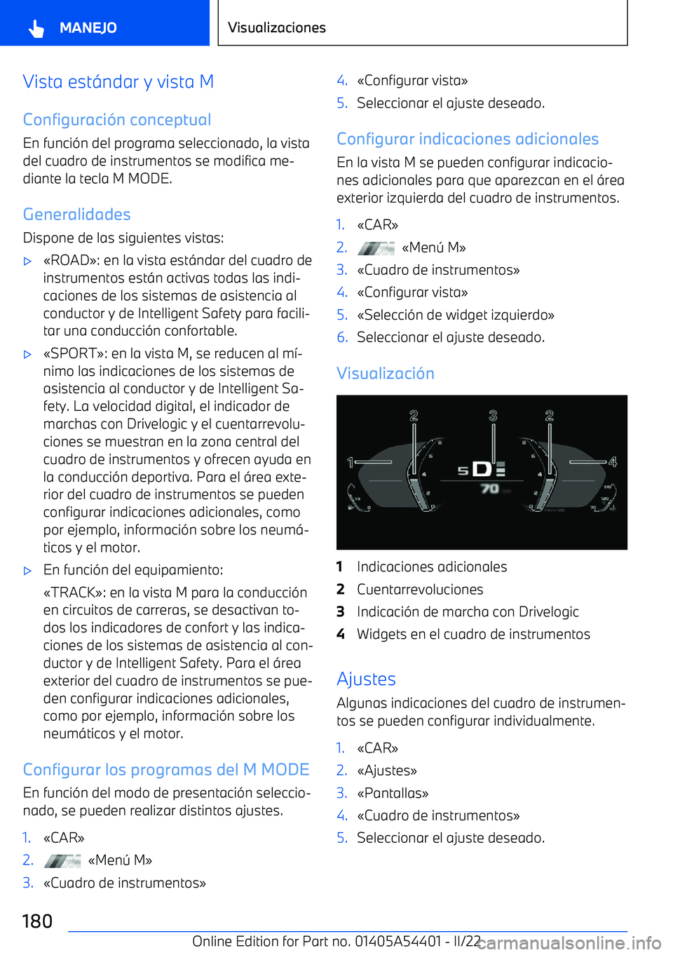 BMW X5 M 2022  Manuales de Empleo (in Spanish) Vista est