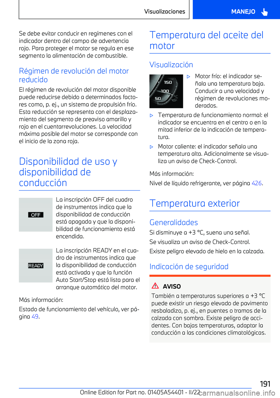 BMW X5 M 2022 Manuales de Empleo (in Spanish) Se debe evitar conducir en reg BMW X5 M 2022 Manuales de Empleo (in Spanish) Se debe evitar conducir en reg