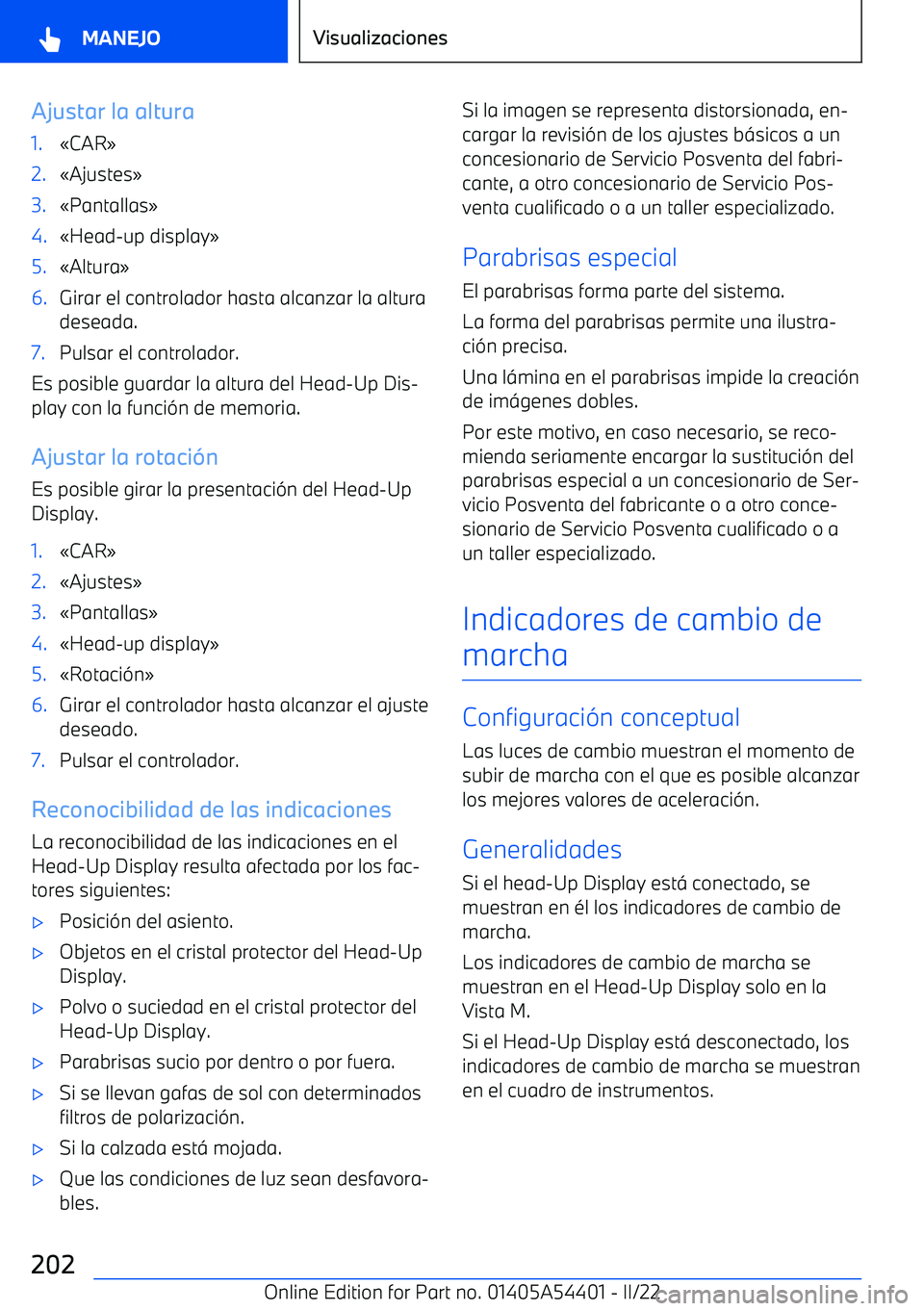 BMW X5 M 2022  Manuales de Empleo (in Spanish) Ajustar la altura1.