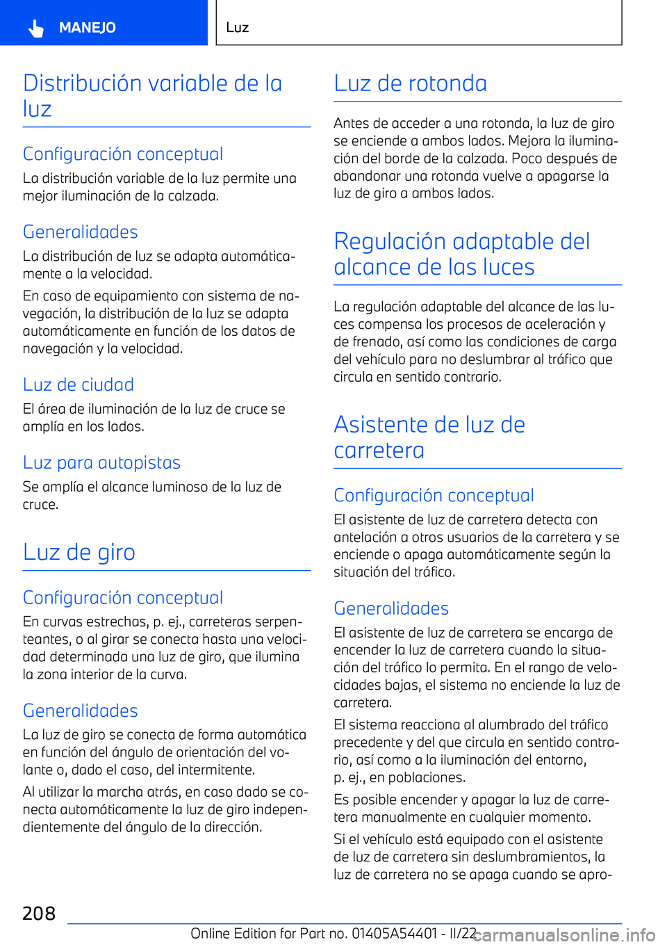 BMW X5 M 2022  Manuales de Empleo (in Spanish) Distribuci