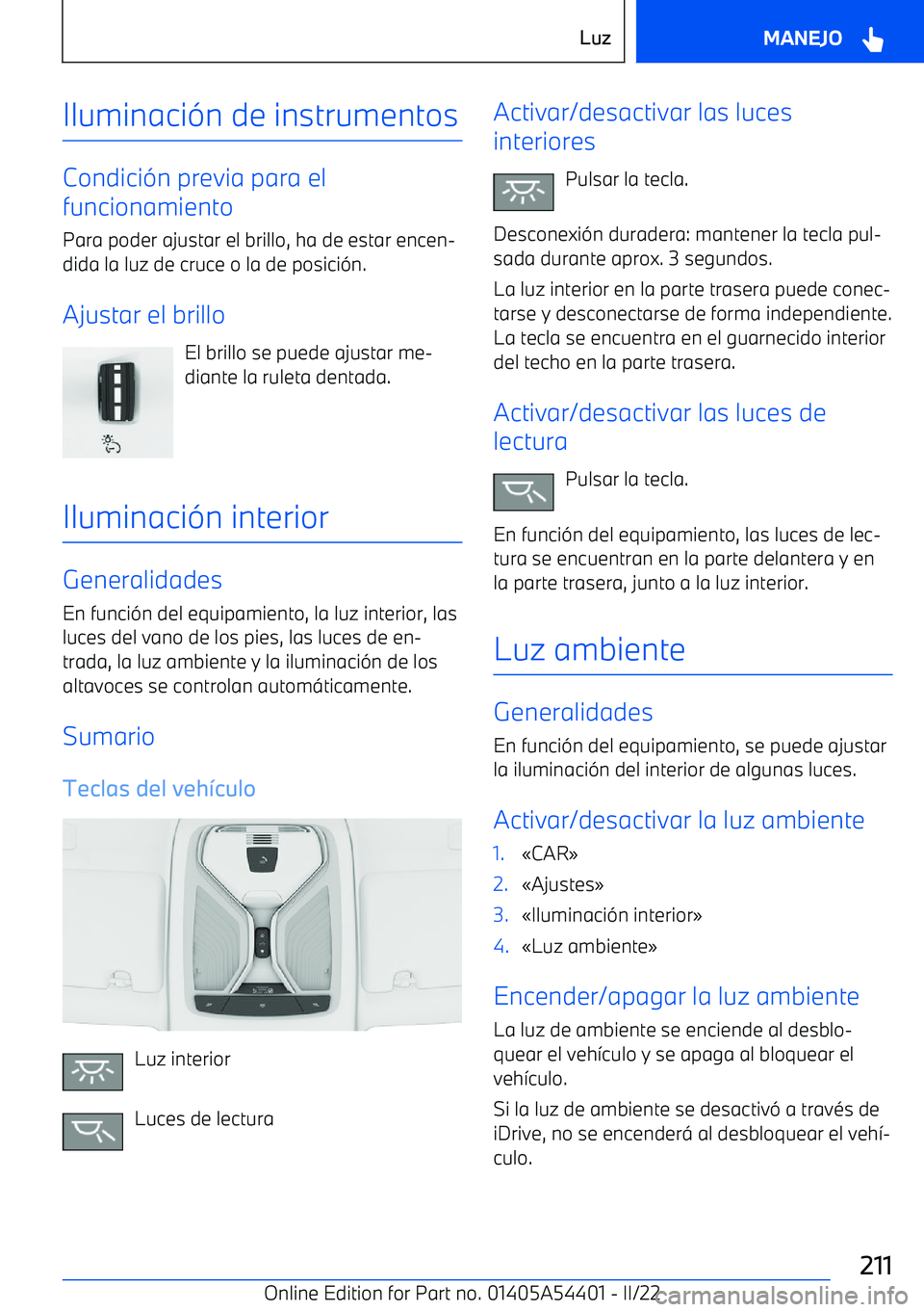 BMW X5 M 2022 Manuales de Empleo (in Spanish) Iluminaci BMW X5 M 2022 Manuales de Empleo (in Spanish) Iluminaci