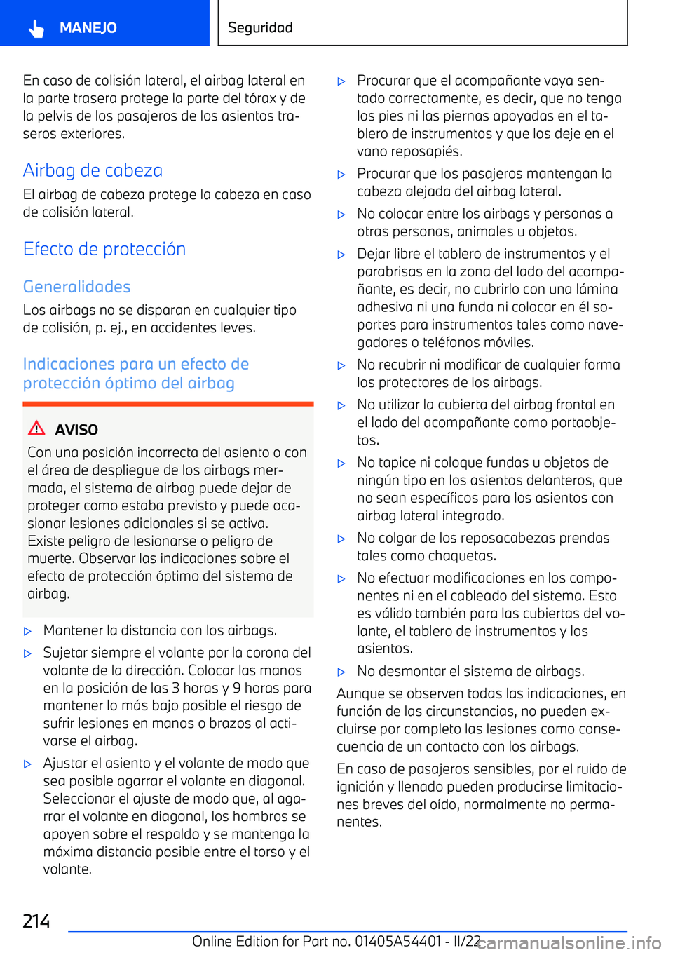 BMW X5 M 2022 Manuales de Empleo (in Spanish) En caso de colisi BMW X5 M 2022 Manuales de Empleo (in Spanish) En caso de colisi