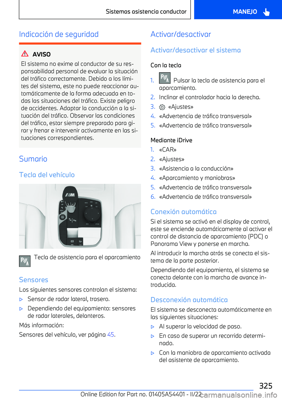 BMW X5 M 2022 Manuales de Empleo (in Spanish) Indicaci BMW X5 M 2022 Manuales de Empleo (in Spanish) Indicaci