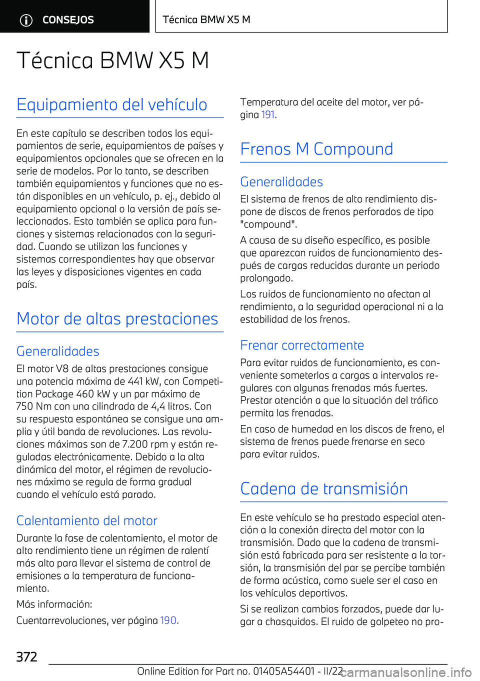 BMW X5 M 2022  Manuales de Empleo (in Spanish) T