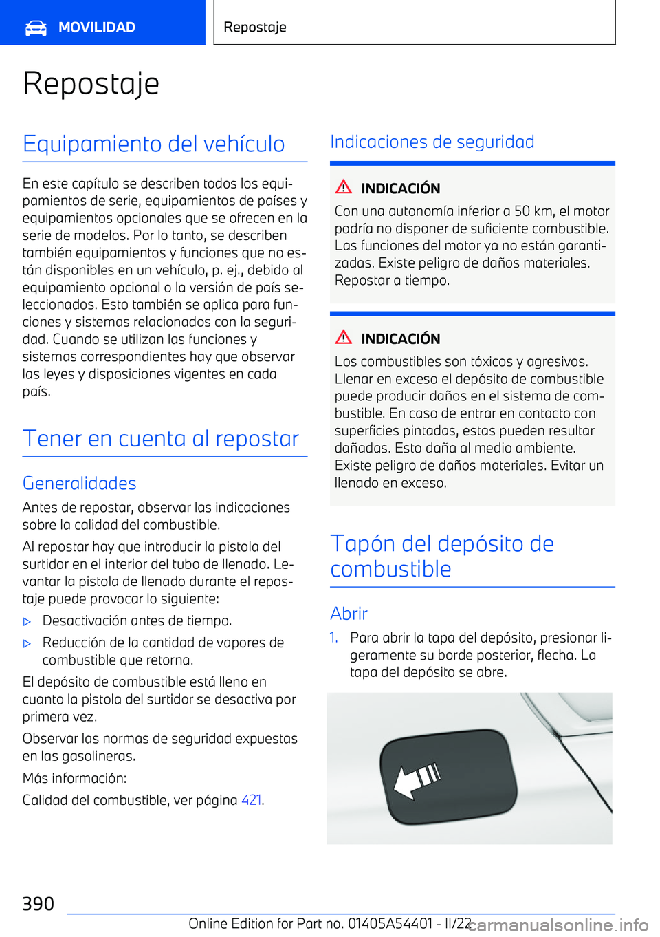 BMW X5 M 2022 Manuales de Empleo (in Spanish) RepostajeEquipamiento del veh BMW X5 M 2022 Manuales de Empleo (in Spanish) RepostajeEquipamiento del veh