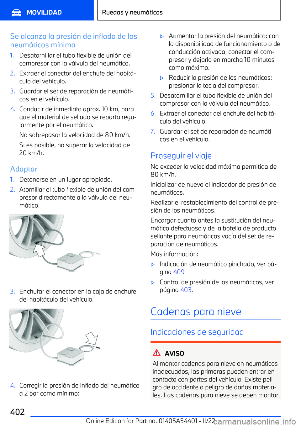 BMW X5 M 2022  Manuales de Empleo (in Spanish) Se alcanza la presi