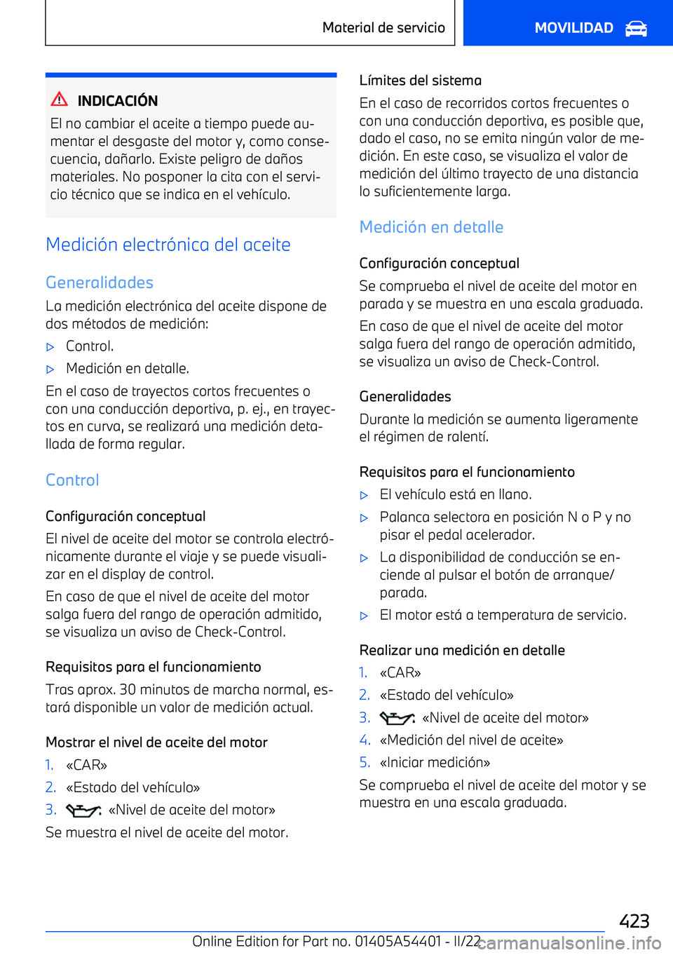 BMW X5 M 2022 Manuales de Empleo (in Spanish) INDICACI BMW X5 M 2022 Manuales de Empleo (in Spanish) INDICACI