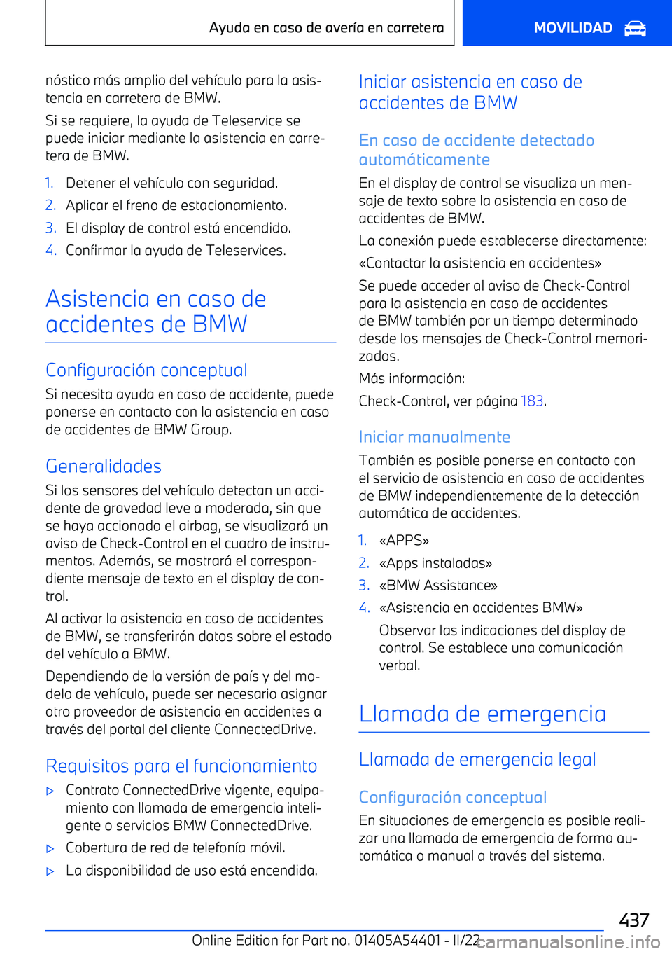 BMW X5 M 2022 Manuales de Empleo (in Spanish) n BMW X5 M 2022 Manuales de Empleo (in Spanish) n