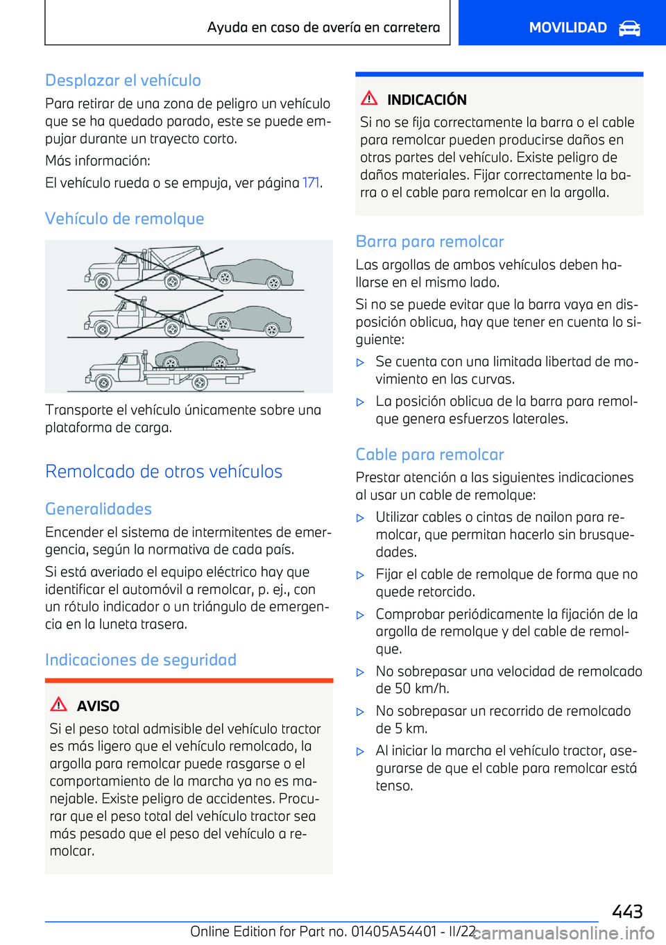 BMW X5 M 2022 Manuales de Empleo (in Spanish) Desplazar el veh BMW X5 M 2022 Manuales de Empleo (in Spanish) Desplazar el veh