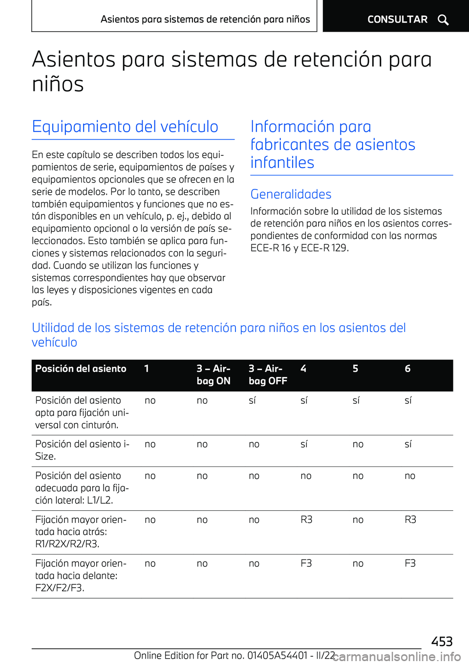 BMW X5 M 2022  Manuales de Empleo (in Spanish) Asientos para sistemas de retenci