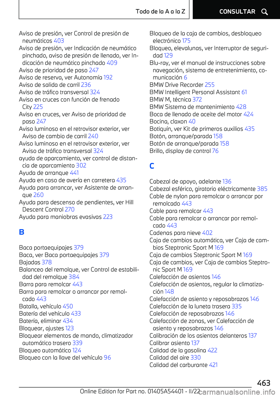 BMW X5 M 2022 Manuales de Empleo (in Spanish) Aviso de presi BMW X5 M 2022 Manuales de Empleo (in Spanish) Aviso de presi