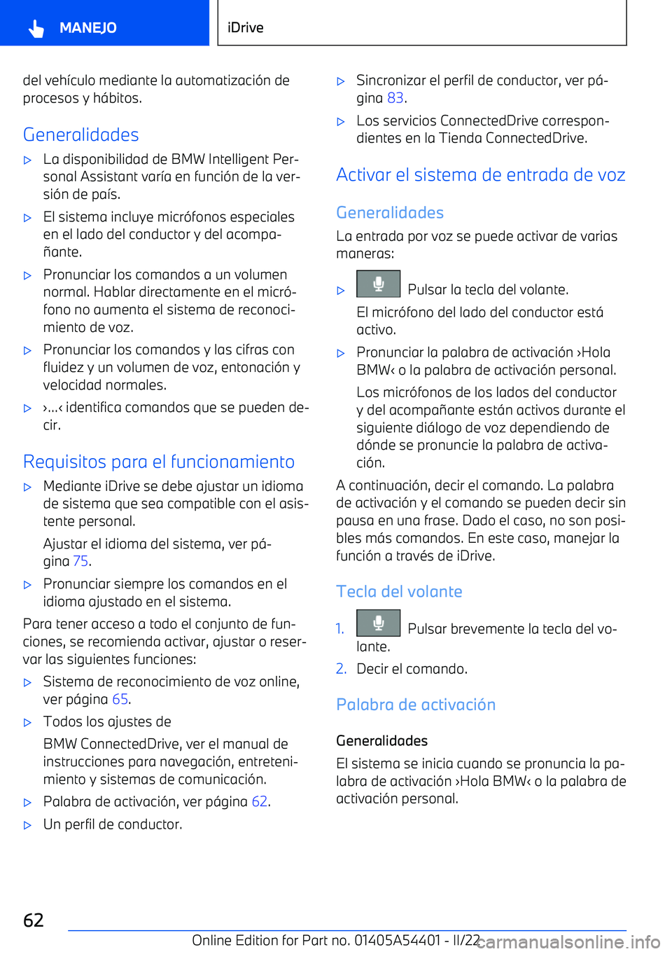 BMW X5 M 2022  Manuales de Empleo (in Spanish) del veh