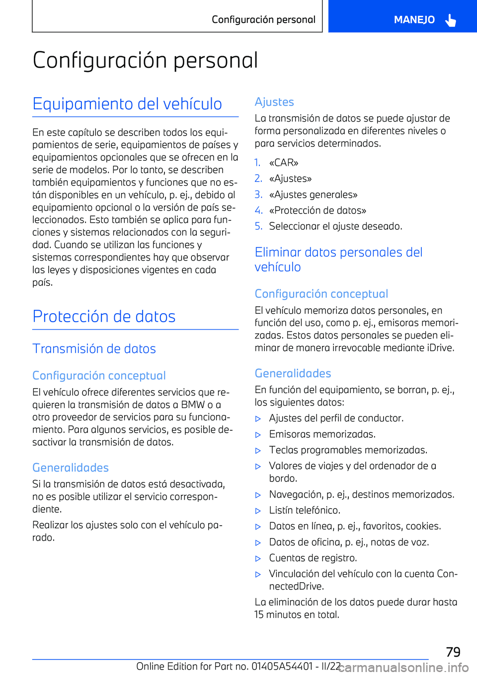 BMW X5 M 2022 Manuales de Empleo (in Spanish) Configuraci BMW X5 M 2022 Manuales de Empleo (in Spanish) Configuraci
