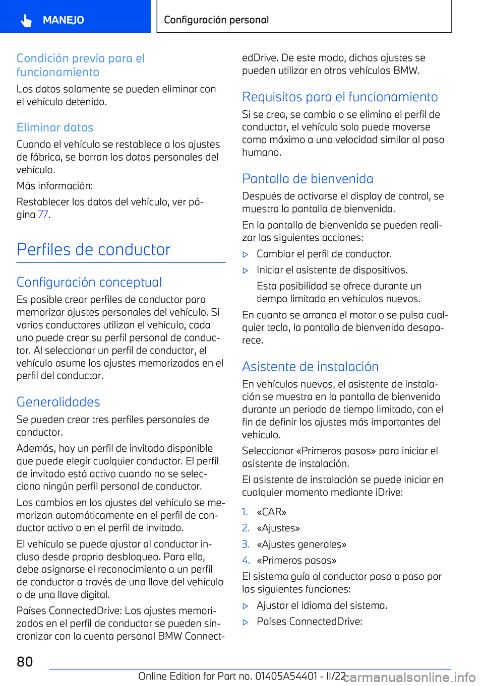 BMW X5 M 2022 Manuales de Empleo (in Spanish) Condici BMW X5 M 2022 Manuales de Empleo (in Spanish) Condici