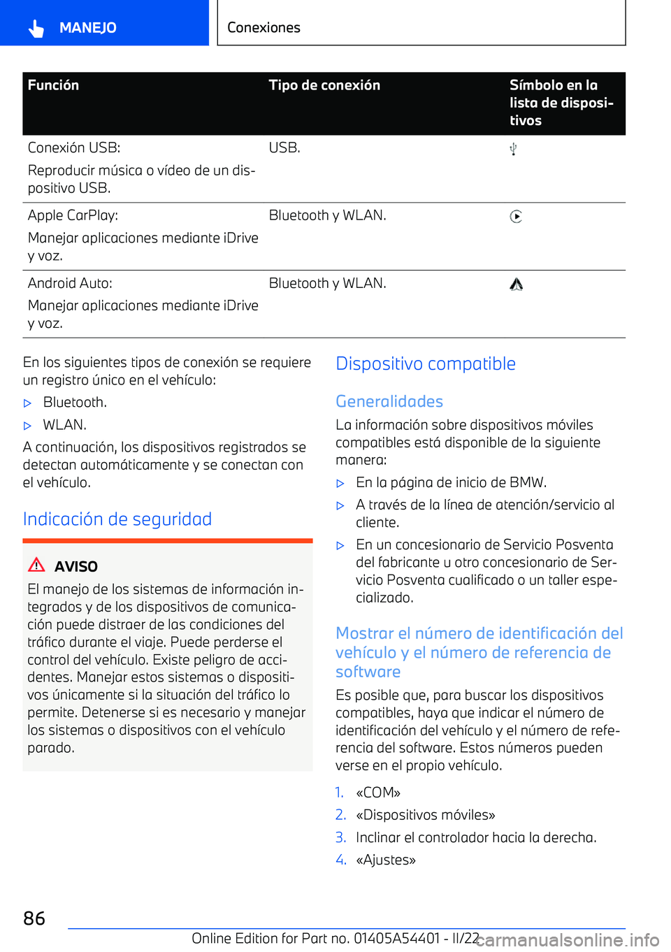 BMW X5 M 2022  Manuales de Empleo (in Spanish) Funci
