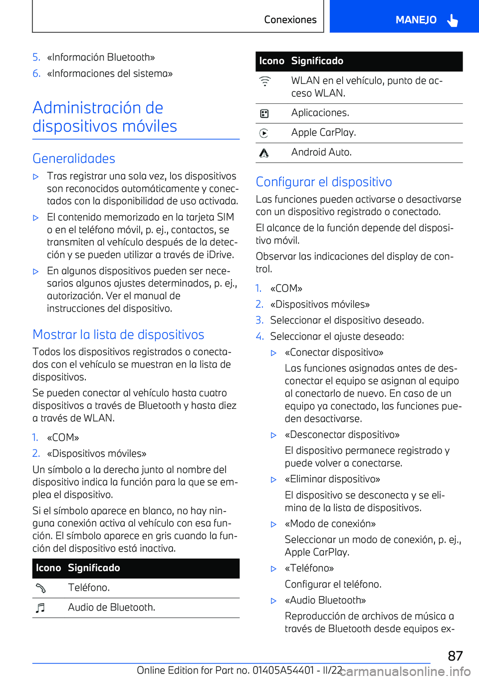 BMW X5 M 2022  Manuales de Empleo (in Spanish) 5.