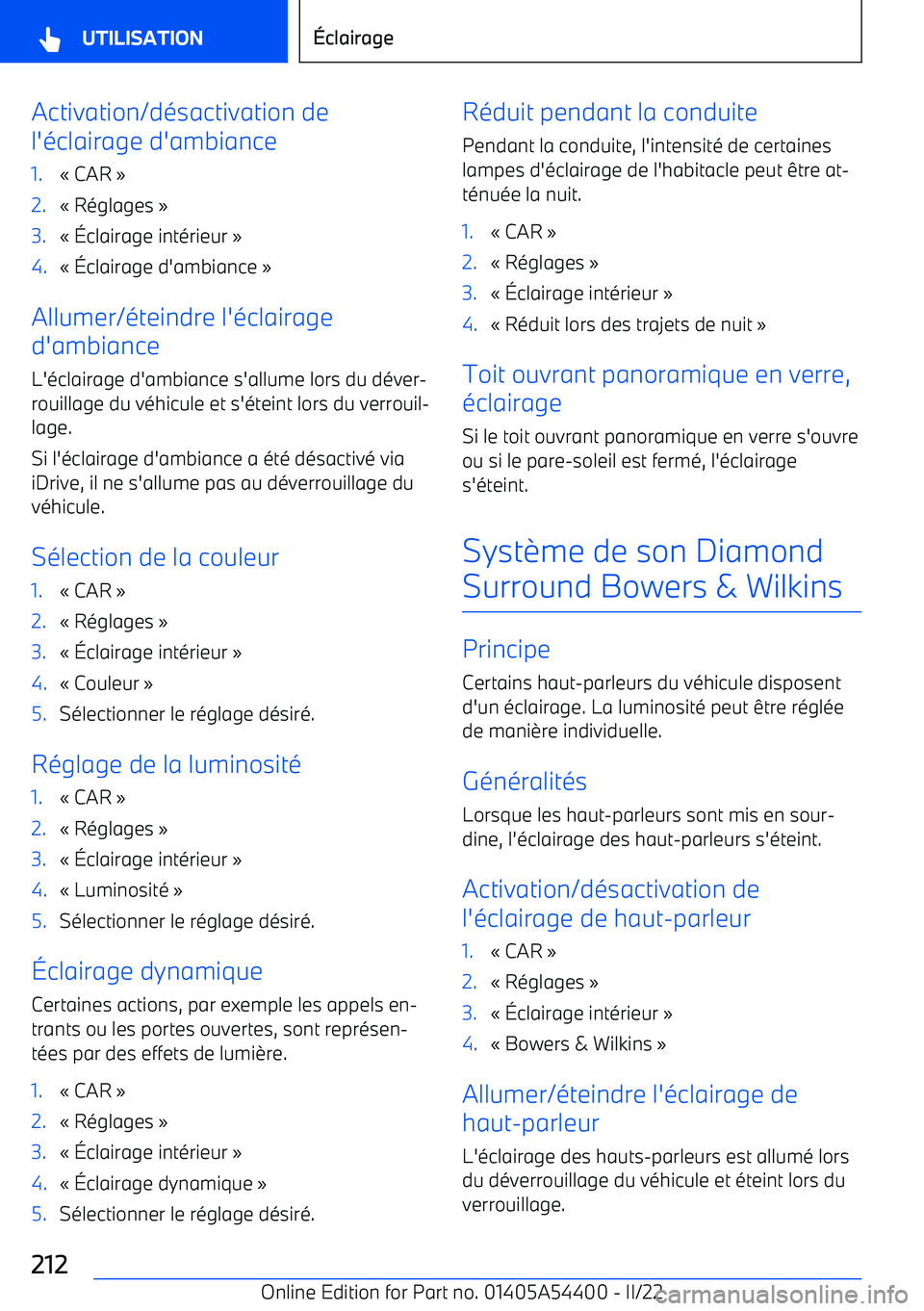 BMW X5 M 2022  Notices Demploi (in French) Activation/désactivation de
l