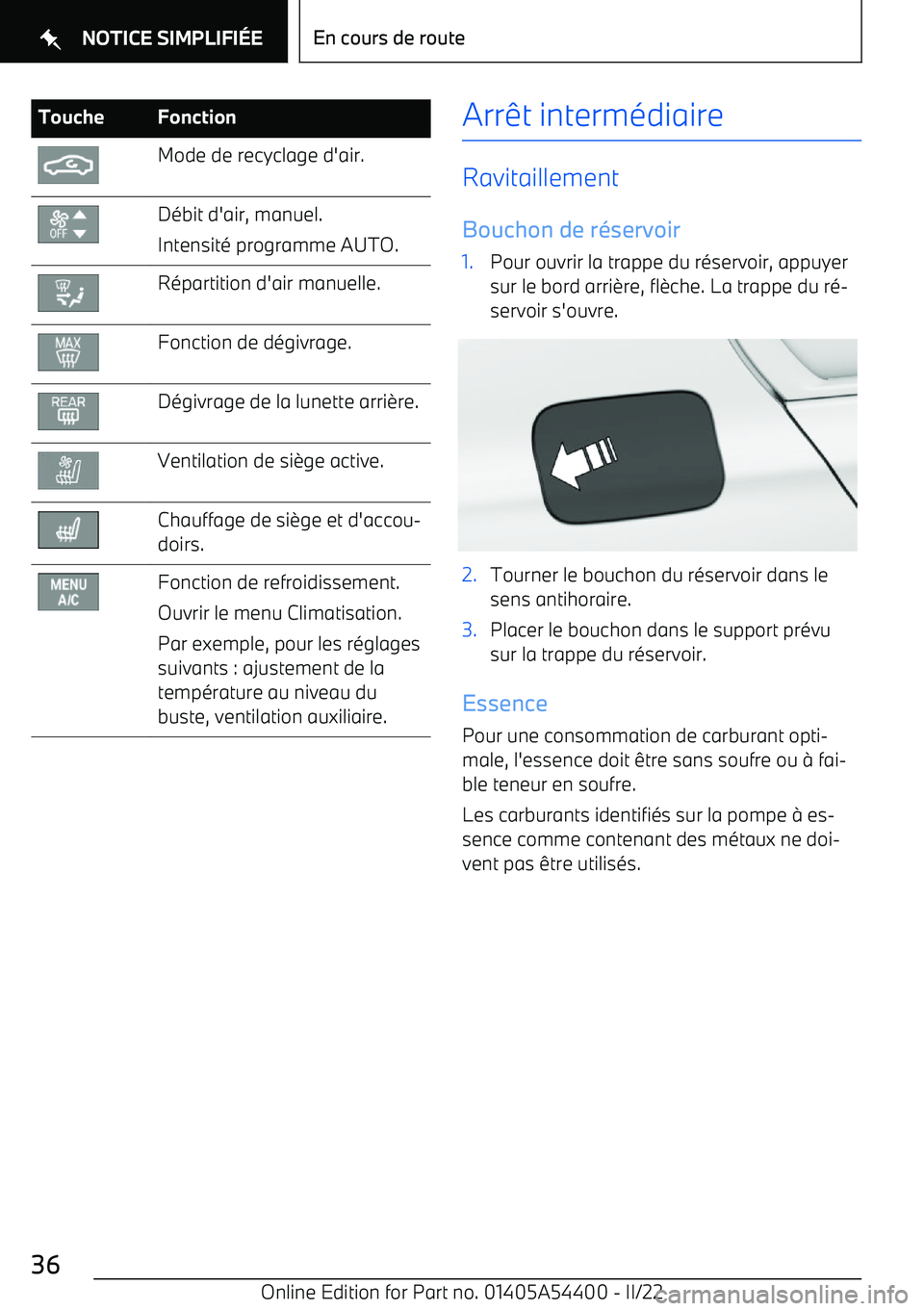 BMW X5 M 2022 Notices Demploi (in French) ToucheFonctionMode de recyclage d BMW X5 M 2022 Notices Demploi (in French) ToucheFonctionMode de recyclage d