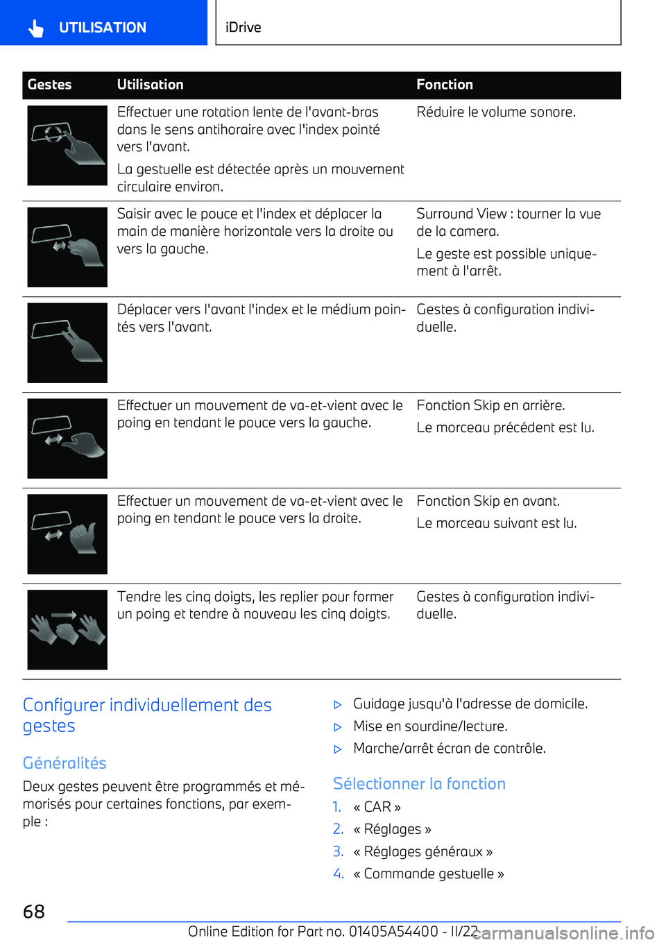 BMW X5 M 2022  Notices Demploi (in French) GestesUtilisationFonctionEffectuer une rotation lente de l