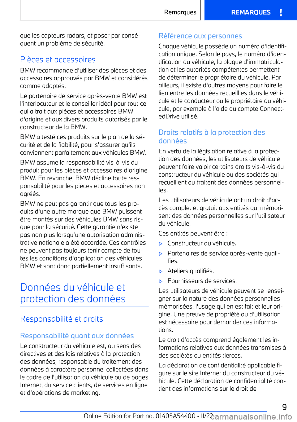 BMW X5 M 2022 Notices Demploi (in French) que les capteurs radars, et poser par consé BMW X5 M 2022 Notices Demploi (in French) que les capteurs radars, et poser par consé
