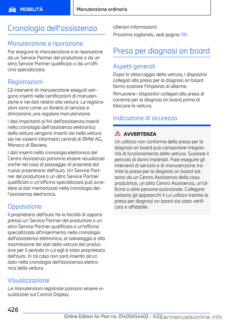 BMW X5 M 2022 Libretti Di Uso E manutenzione (in Italian) Cronologia dell BMW X5 M 2022 Libretti Di Uso E manutenzione (in Italian) Cronologia dell