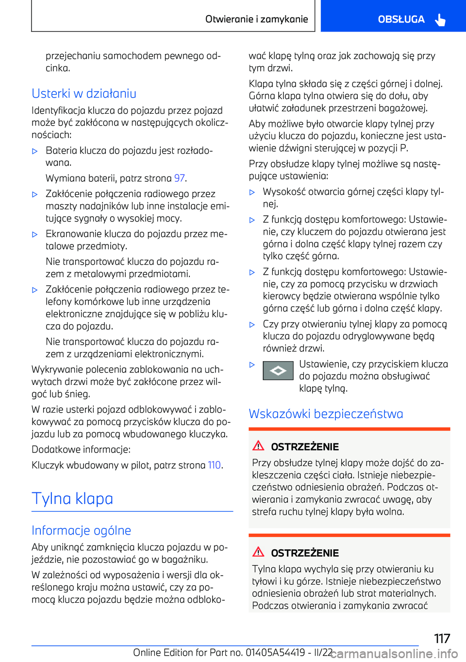 BMW X5 M 2022  Instrukcja obsługi (in Polish) przejechaniu samochodem pewnego od
